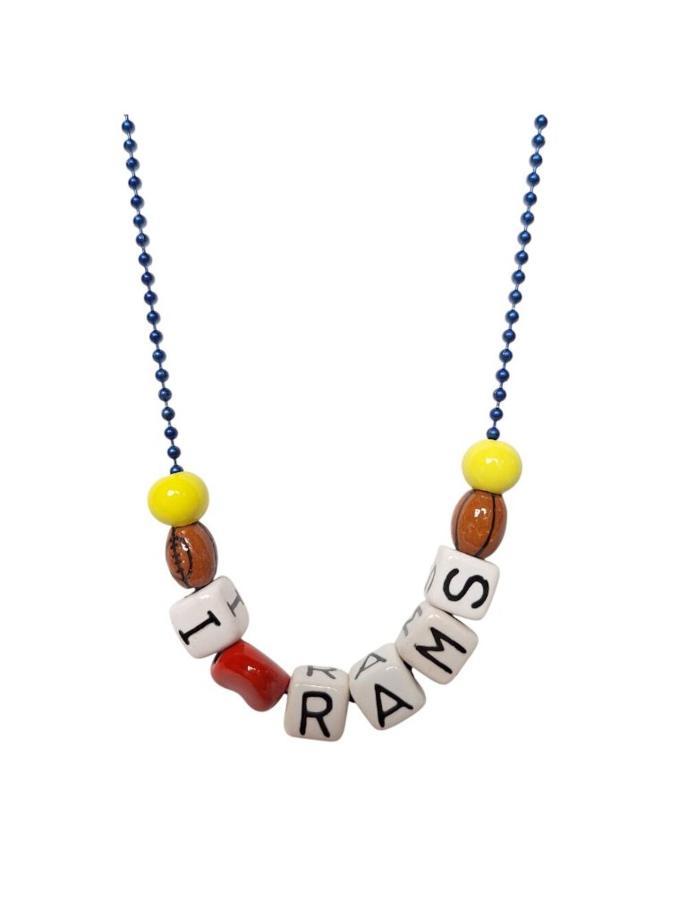 Rams Necklace Beaded Sports Ball Chain Football Basketball Charm